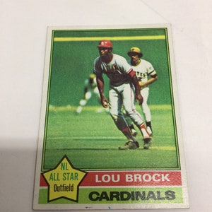 Original Vintage 1976 Topps Baseball, Lou Brock, Card No. 10, NL All Star, St. Louis Cardinals, Sports Card