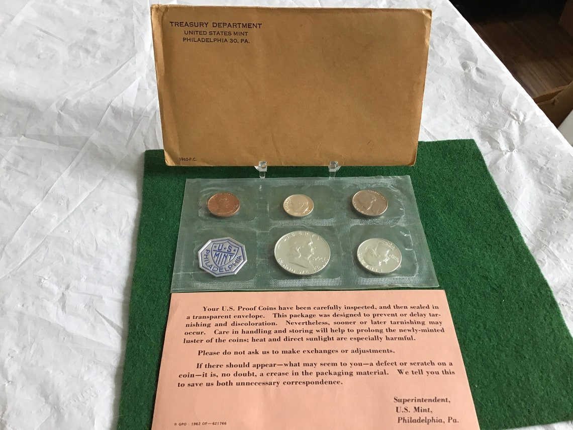 Treasury Dept1962 Proof Coin Set From the Philadelphia Etsy