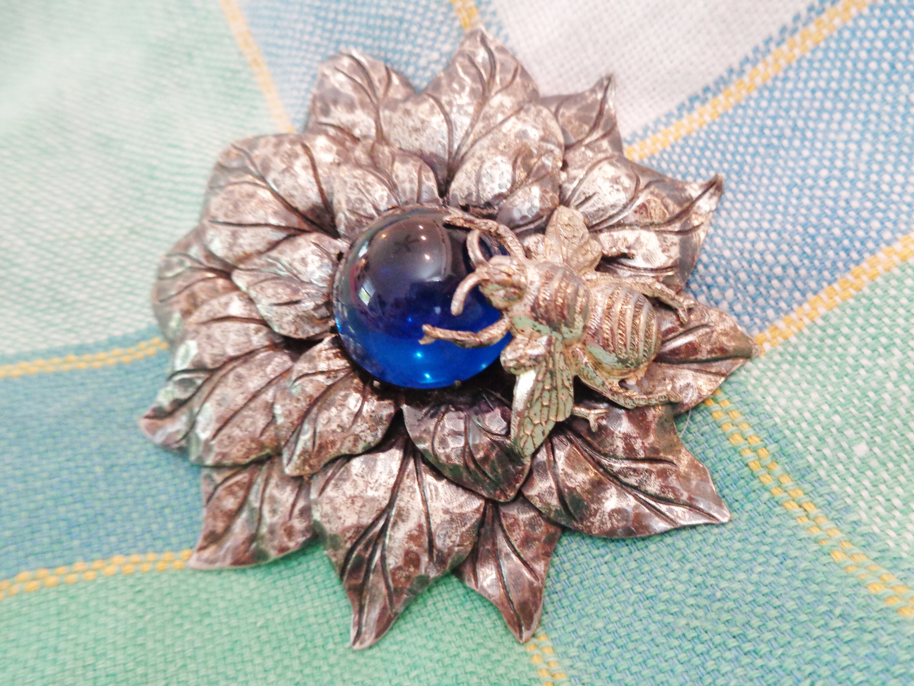 【最安値挑戦】 Vintage Signed Joseff of Hollywood Silver Plated Blue Glass その他