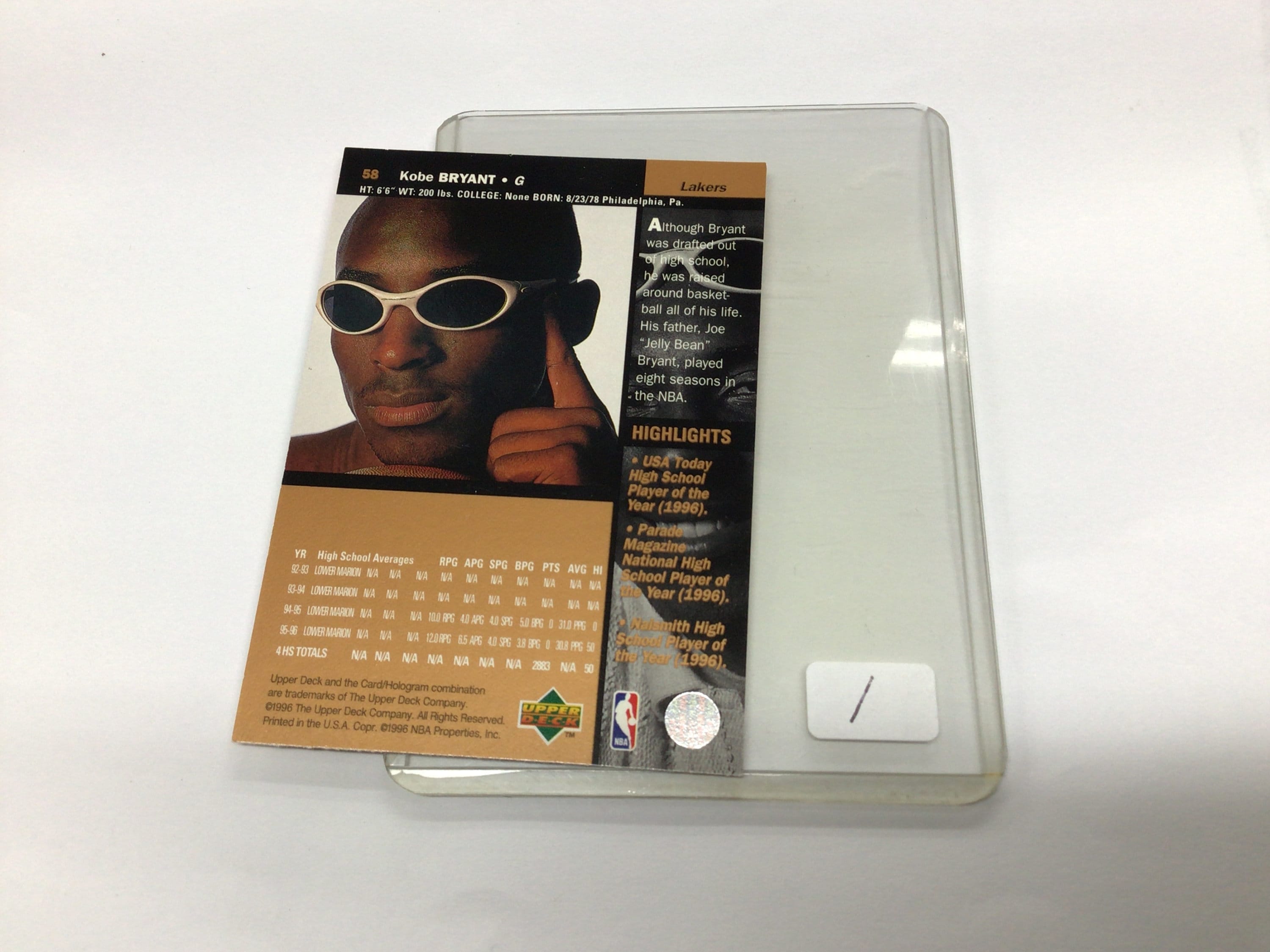 1996 Upper Deck - Kobe Bryant (los Angeles Lakers-guard