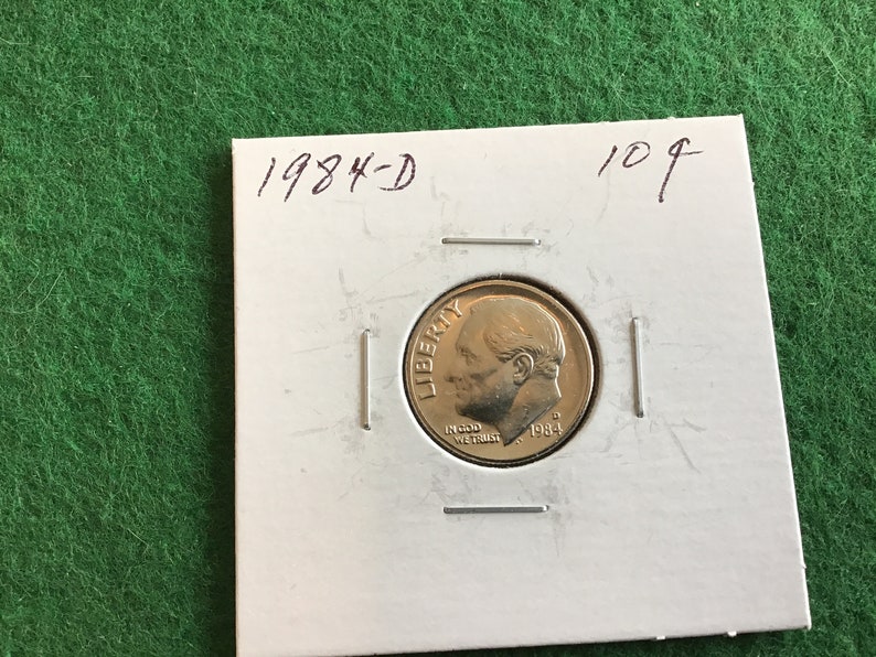No 8589 Dime Coin In a Protective 2x2 1984-D