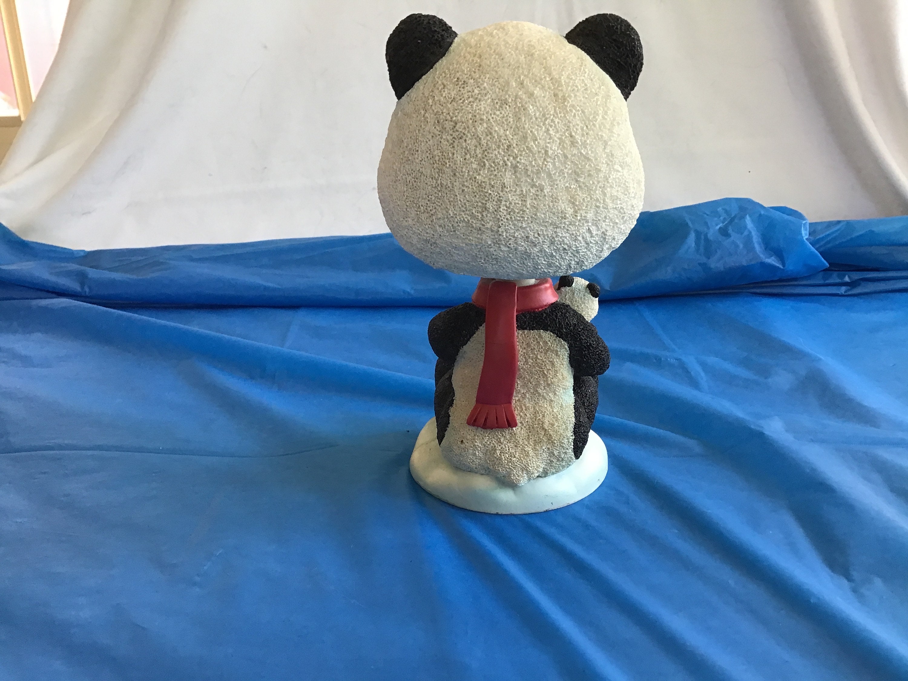 Very Heavy Textured Ceramic- 6”T Black/white Panda Bear With