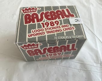 1989 Fleer - 22 Logo Stickers and 132 Updated Factory Sealed (Cello Wrapped) Box Baseball Trading Cards - Box No 2