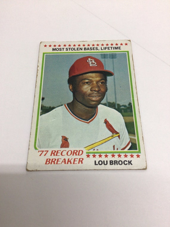 Original Vintage 1978 Topps Baseball, Lou Brock, 77 Record Breaker