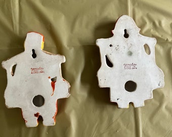 Circa 1950 - Yamaka DUTCH Boy and Girl Chalkware Wall Plaques