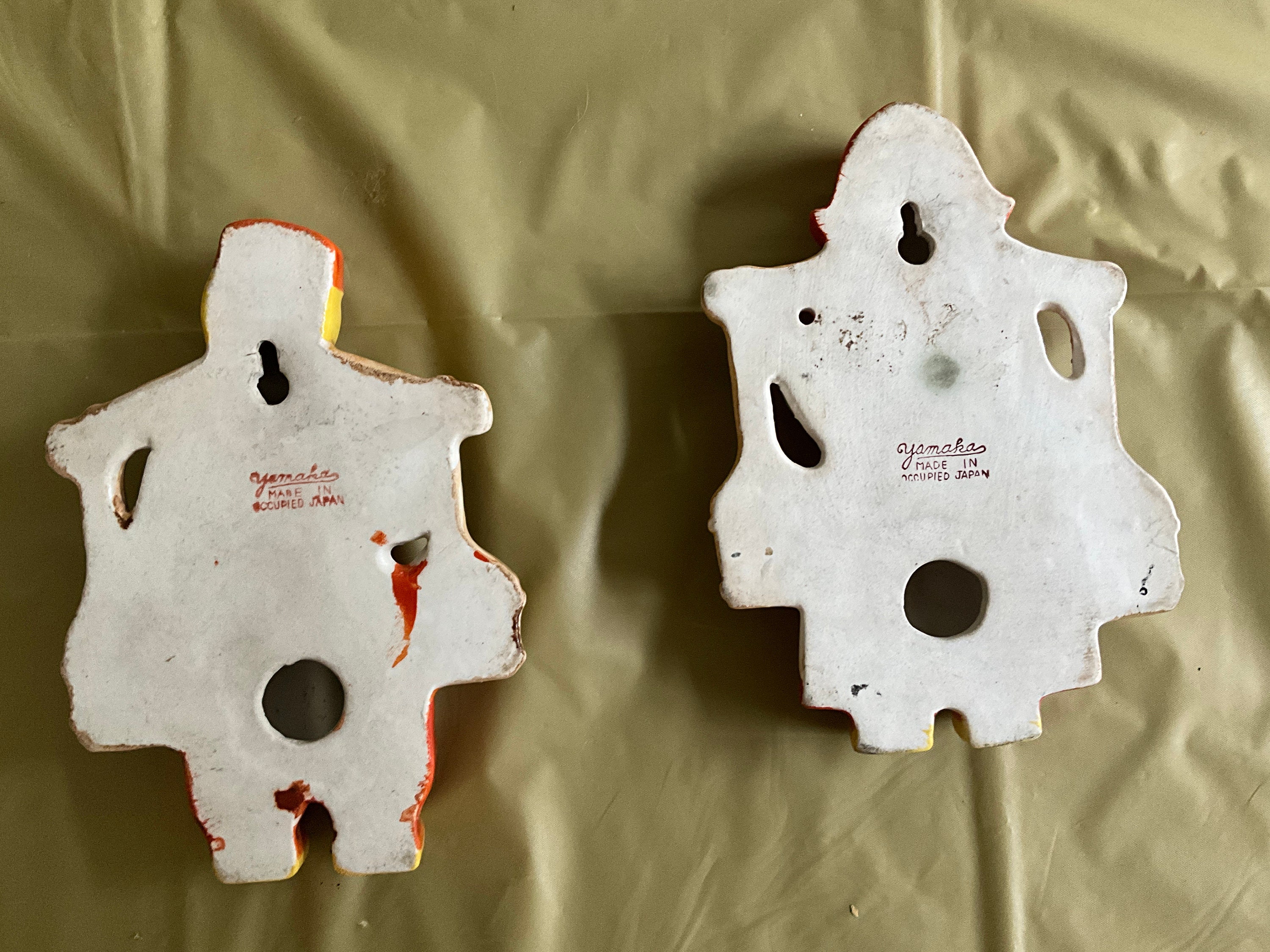 Circa 1950 - Yamaka DUTCH Boy and Girl Chalkware Wall Plaques