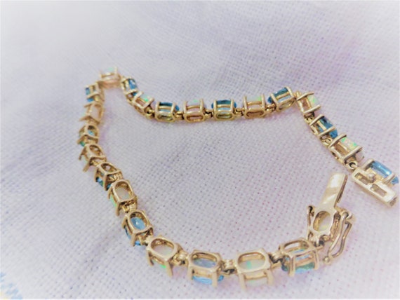 Estate Vintage 10K Gold Fiery Opals Swiss Blue To… - image 7
