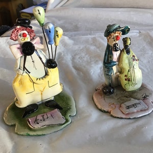 Grouping of 2- ZamPiva Handcrafted Italian Ceramic Clown Figurine - One Clown is 4”T-Other is 3.25”T - Each Clown has Been Signed - See Desc