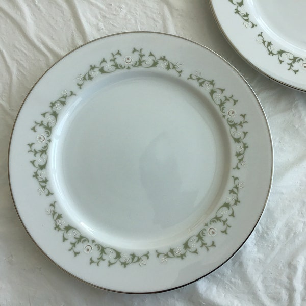Lot of 2 - Discontinued Sheffield Elegance Fine China - Made in Japan - 10.25” Dinner Plate - No Verge - Trimmed in Silver