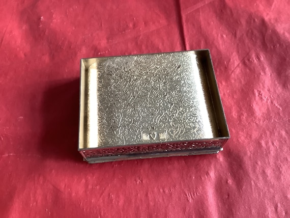Very Heavy Silvertone Metal “coffee Table” Cigarette Box - Outside is  Covered With Embossed Scrollwork - Top Plate Available for Inscription