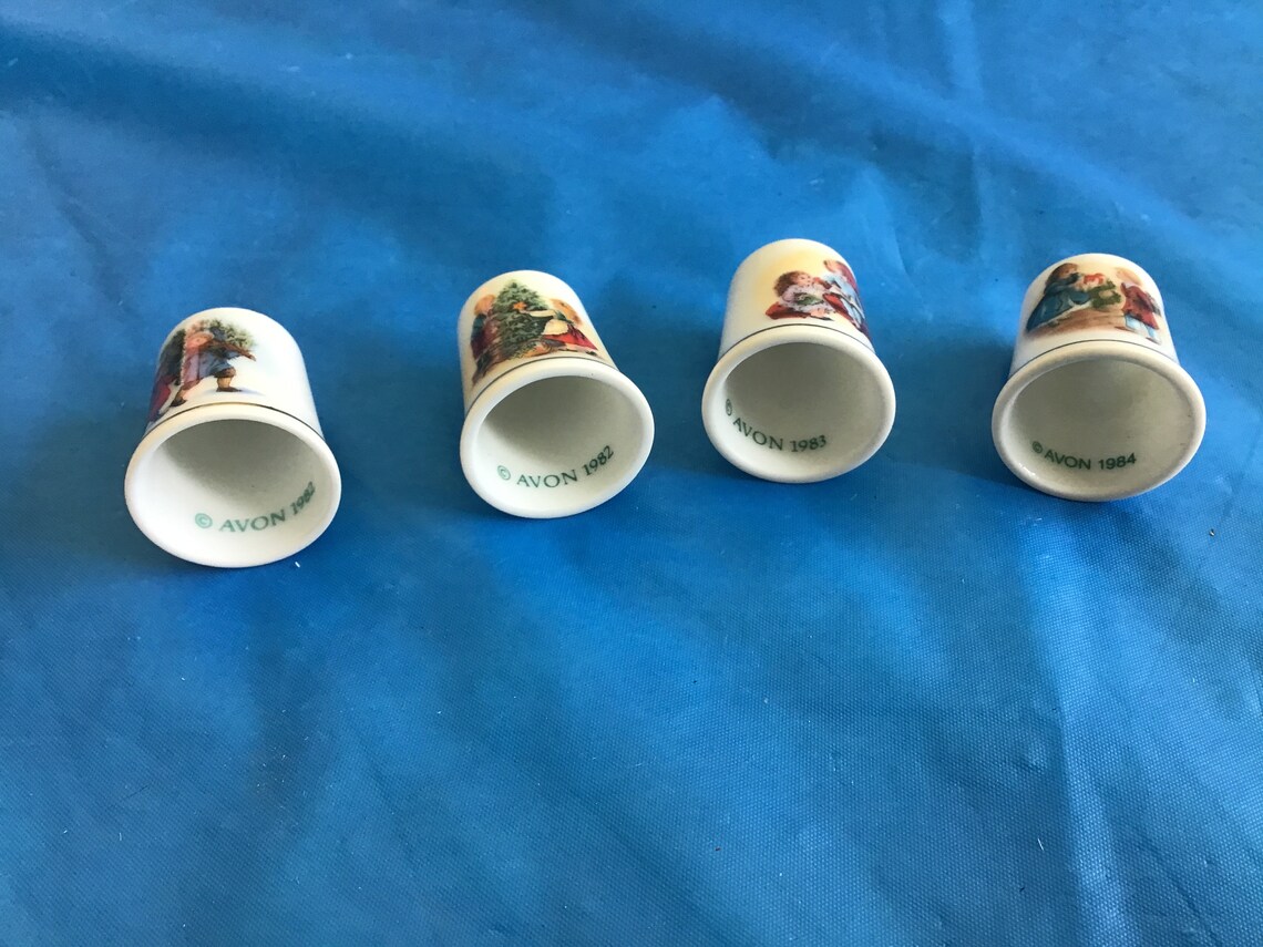 Collection of 4 Avon Collector Thimbles Each Displays a Etsy