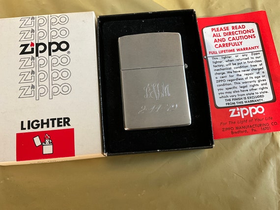 NIB - Zippo No 200 Brushed Finish Lighter - Engraved BSB on One