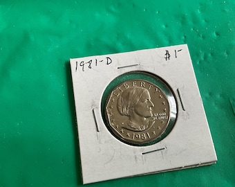 1981-D - Susan B Anthony One Dollar Coin - No 20205 - In a Protective 2x2