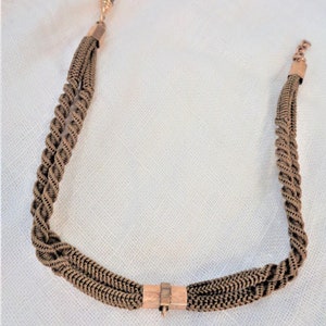 Estate Antique Victorian Intricate Hair Double Watch Chain with Gold Filled Fittings