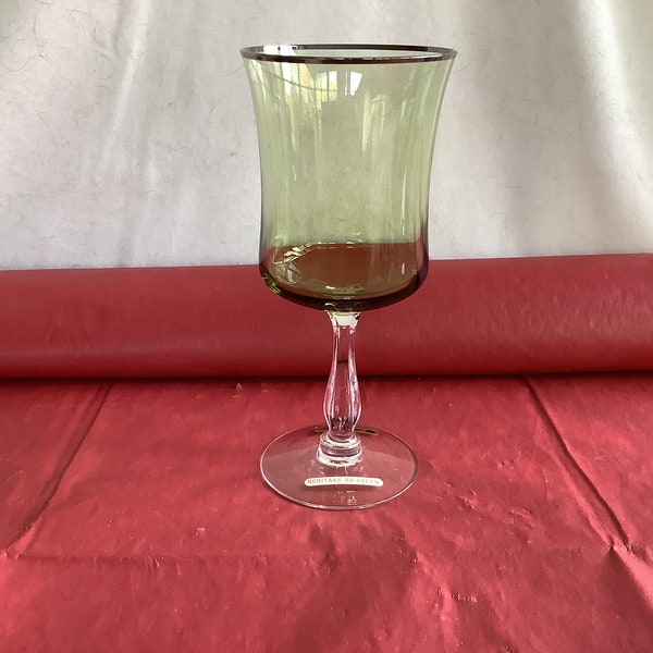 Noritake Rainbow Pale Green Hand Made Crystal w/Platinum Trim - 7”T Stemmed Water Glass - Total 9 Available - Buy 1 or Multiples