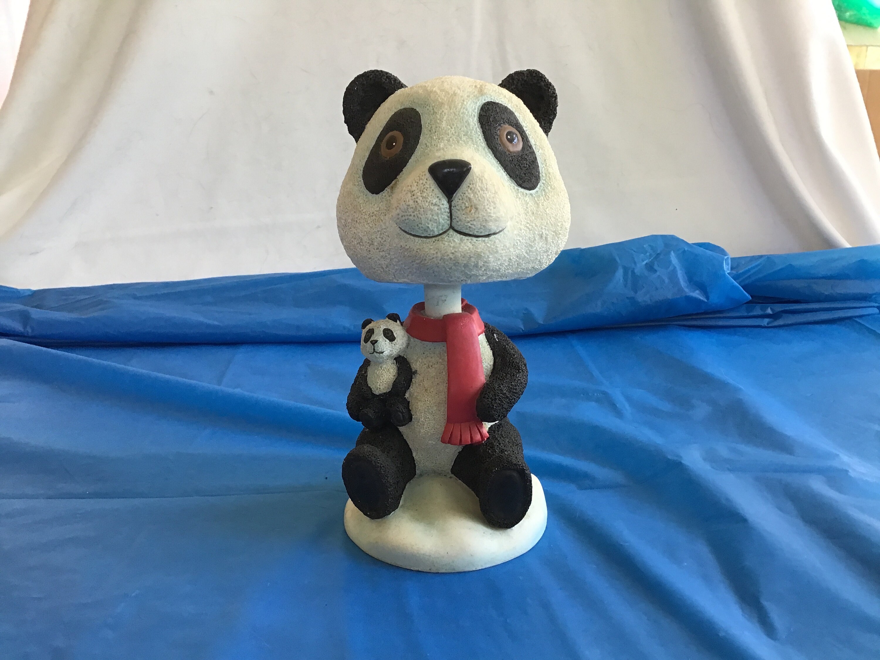 Very Heavy Textured Ceramic- 6”T Black/white Panda Bear With