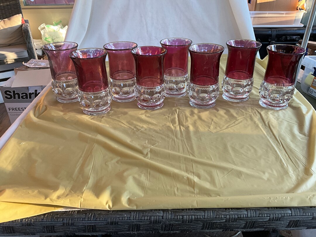 Set of 8 Heavy Crystal 8 Oz Water Glasses Deeplydimpled Bases With