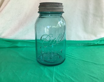 Ball Perfect Mason No 2 Aqua Blue Quart Jar With Screw-On Lid