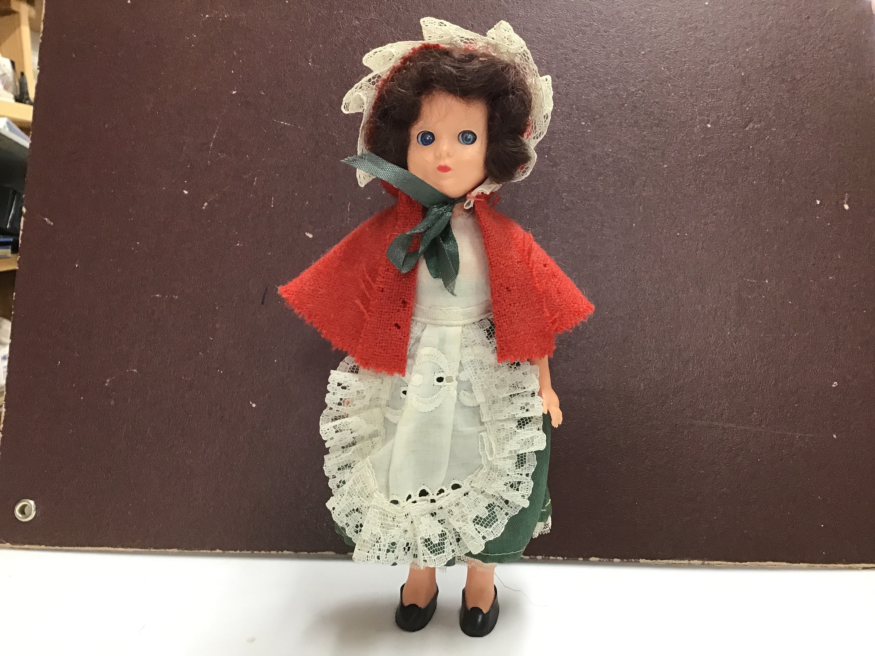 Vintage 8.5”T Hard Plastic Collectible “little Red Riding Hood