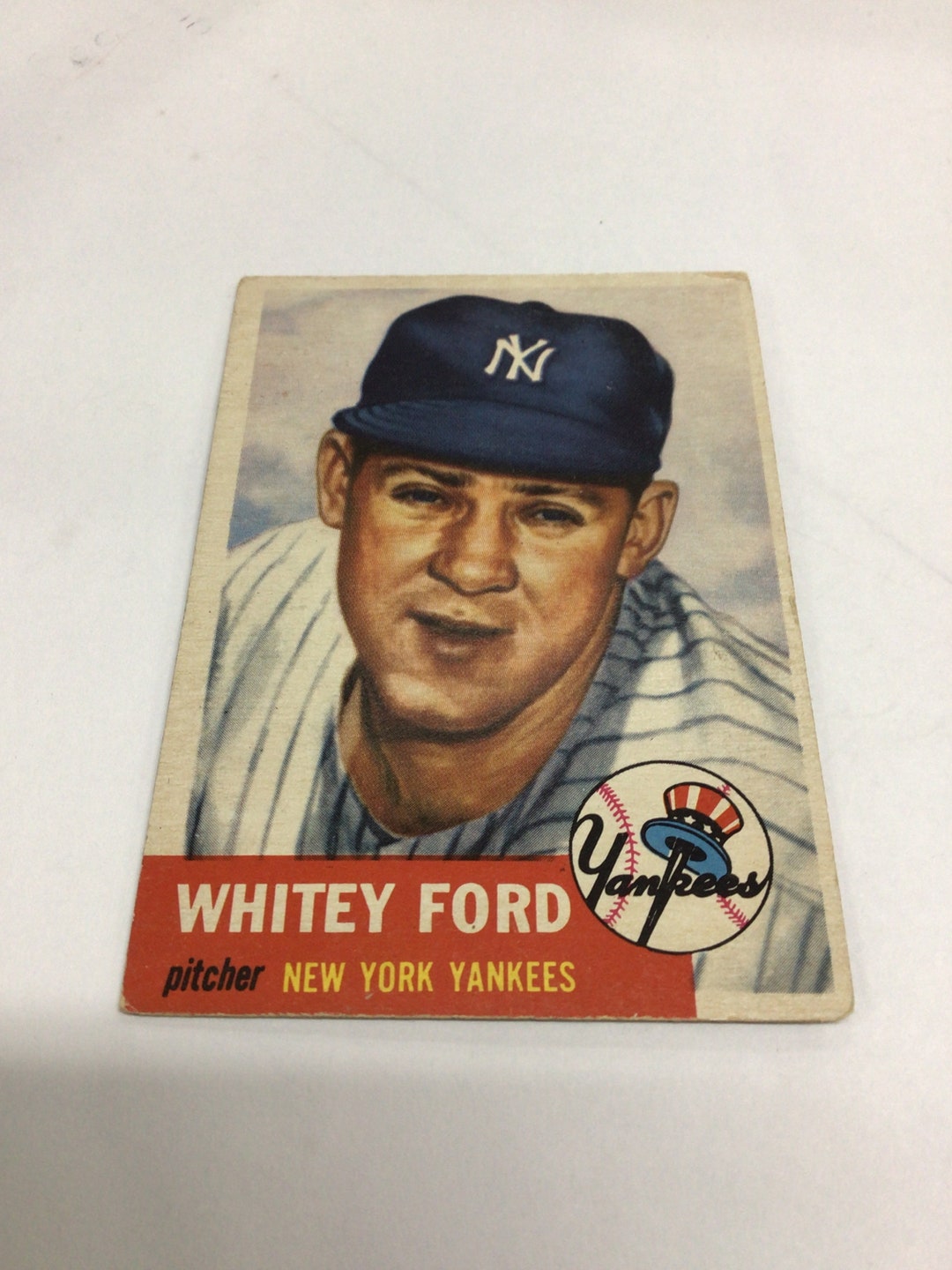 Vintage 1953 Topps Baseball Whitey Ford, Card No. 207, Newyork Yankees