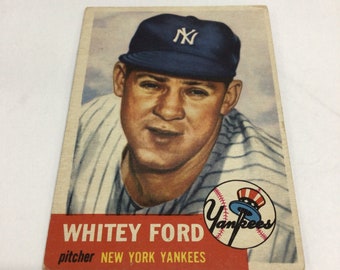 Vintage 1953 Topps Baseball Whitey Ford, Card No. 207, NewYork Yankees