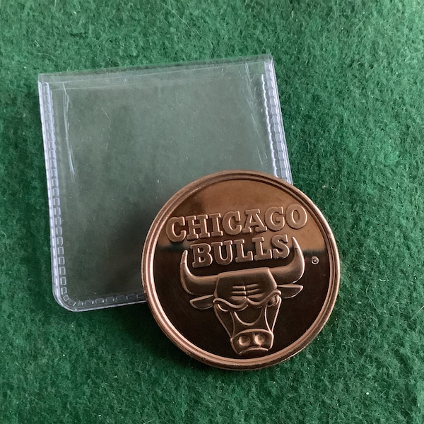 Chicago Bulls Copper-Colored Token - Third Consecutive NBA Championship - 1991-1992-1993 - In a Protective Vinyl FoldOver Sleeve