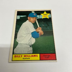 1961 Topps Baseball Original Vintage Billy Williams Rookie Card No 141, Chicago Cubs, Sports Card