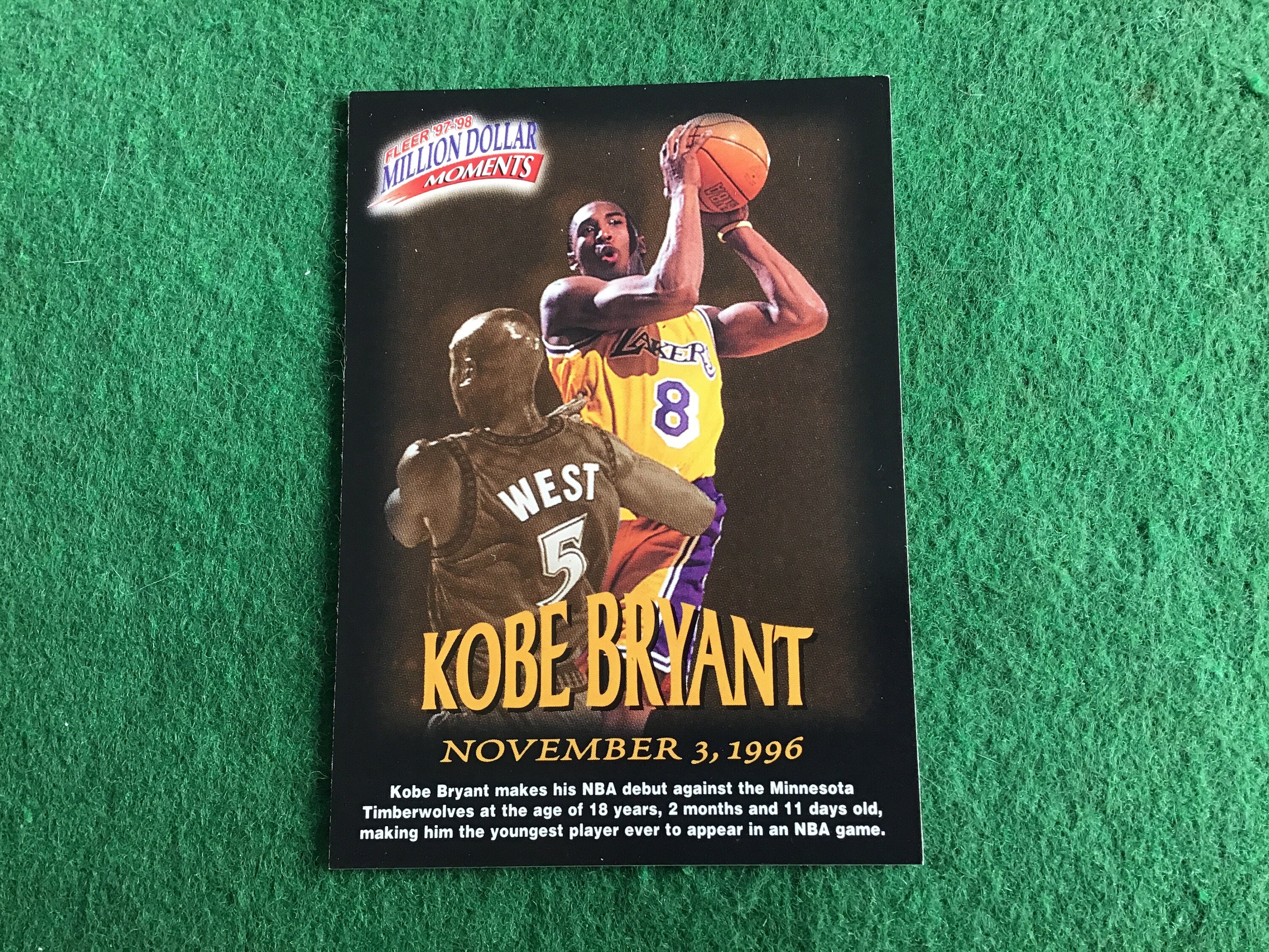1997-1998 Fleer Million Dollar Moments - November 3, 1996 - Kobe