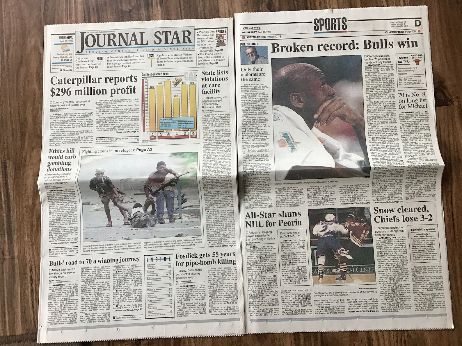 Peoria IL Journal Star Newspaper Dated April 17 1996 Etsy