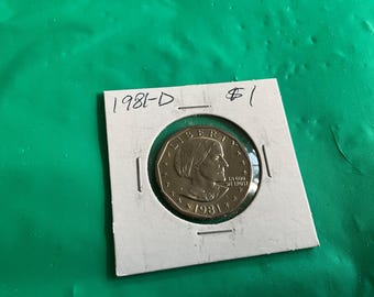 1981-D - Susan B Anthony One Dollar Coin - No 20207 - In a Protective 2x2
