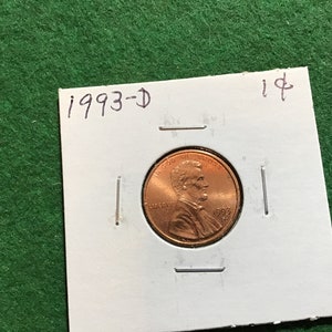 1993-D - Lincoln Memorial Cent Penny - No 8496 - In a Protective 2x2