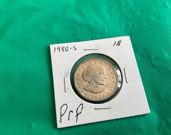 1980-S Proof - Susan B Anthony One Dollar Coin - No 20199 - In a Protective 2x2