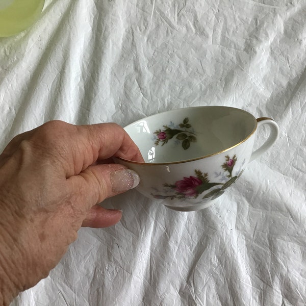 Beautiful Discontinued MossRose by Japan China- 3.75”D Footed Tea / Coffee Cup-To Complete a 7 Piece Place Setting, See Desc For Add’l Items