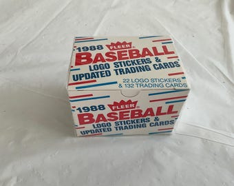 1988 Fleer - 22 Logo Stickers and 132 Updated Factory Sealed (Cello Wrapped) Box Baseball Trading Cards