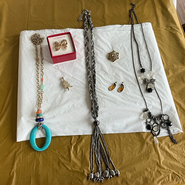 Big and Bold Chico’s Accompanied by Delicate Liz Claiborne - This Collection Includes Necklaces-Brooches-Earrings - Bag 851