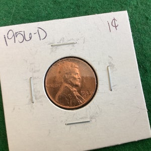 1956-D - Lincoln Wheat Cent Penny - Coin No 13072 - In a Protective 2x2