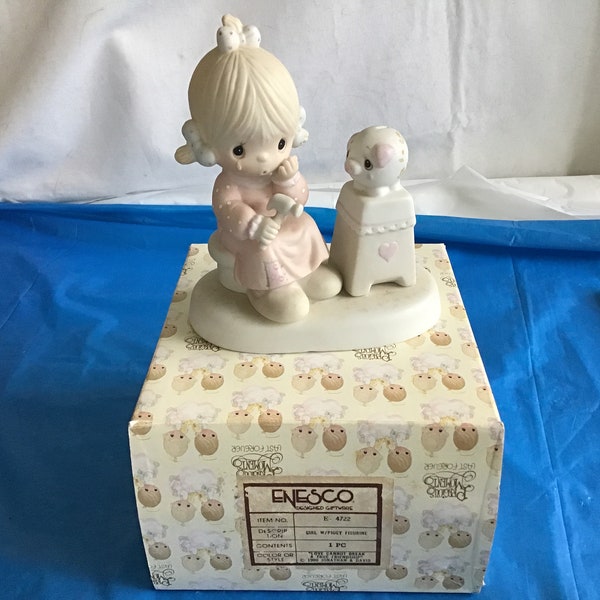 Enesco Precious Moments Porcelain Bisque 5”T x 4.5”W x 2.5”D Figurine -“Love Cannot Break a True Friendship”- 1980 Item E-4722- Original Box