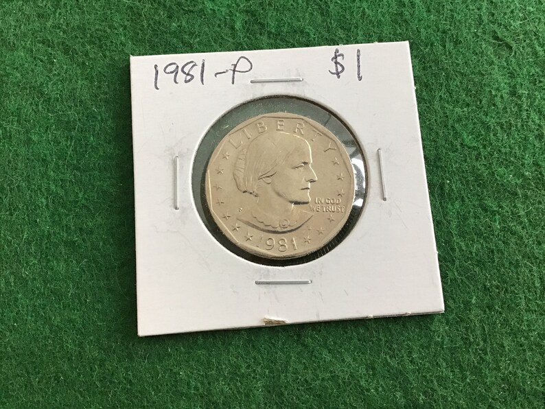 1981-P Susan B Anthony Dollar Coin No 5389 In a Protective 2x2
