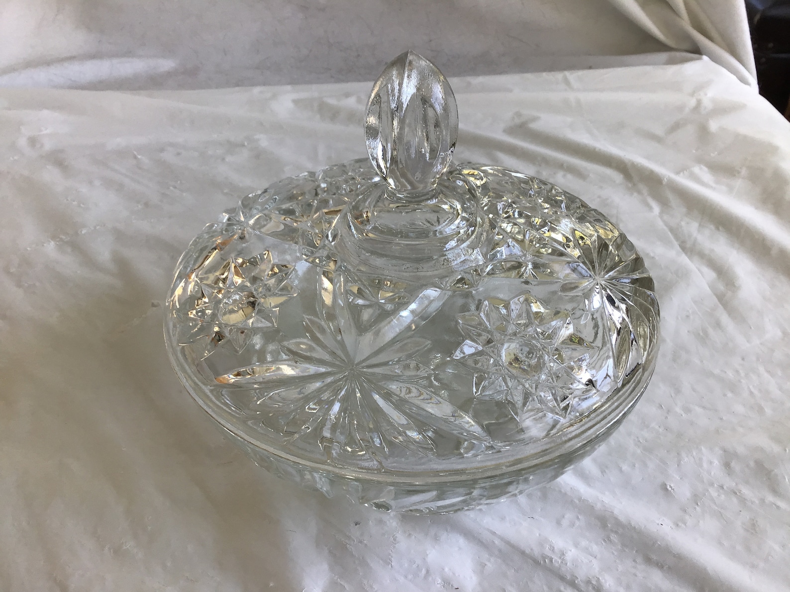 Heavy Lead Crystal Large Candy Dish With Lid 71/8 Diameter Etsy