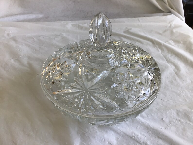 Heavy Lead Crystal Large Candy Dish With Lid 71/8 Diameter Etsy