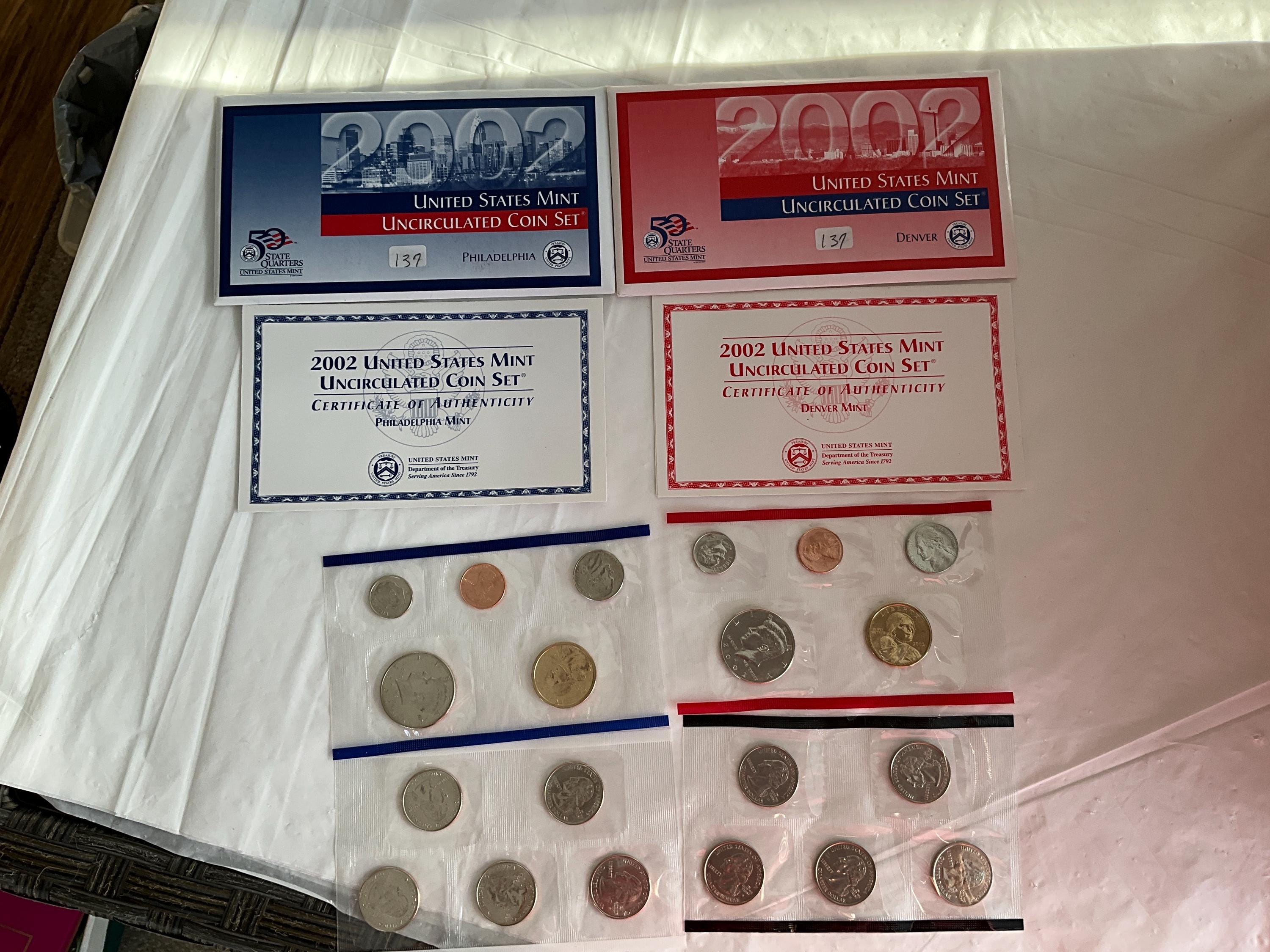 2002 UNC US Mint Coin Set-inc Goldtone Sacagawea Dollar-half-5 State  Quarters-dime-nickel-penny-from Both D&P Mints- Coa/facts/specs- No 137 -  Etsy