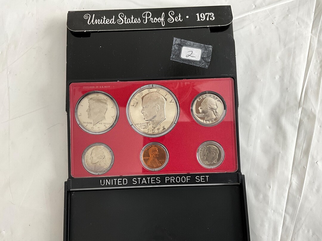 1973-US Proof Set-no 2 - Incl Eisenhower Dollar, Kennedy Half, Quarter ...