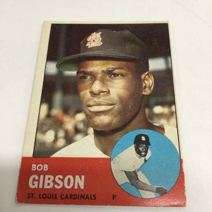 Vintage 1963 Topps Baseball Bob Gibson, Card No.415, St.Louis Cardinals