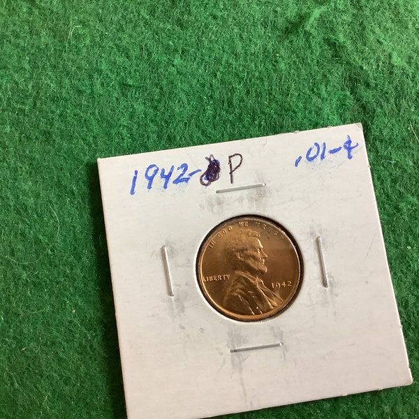 1942-P - Lincoln Wheat Cent Penny - Coin No 13506 - In a Protective 2x2