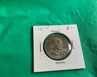 1981-P - Susan B Anthony One Dollar Coin - No 20203 - In a Protective 2x2