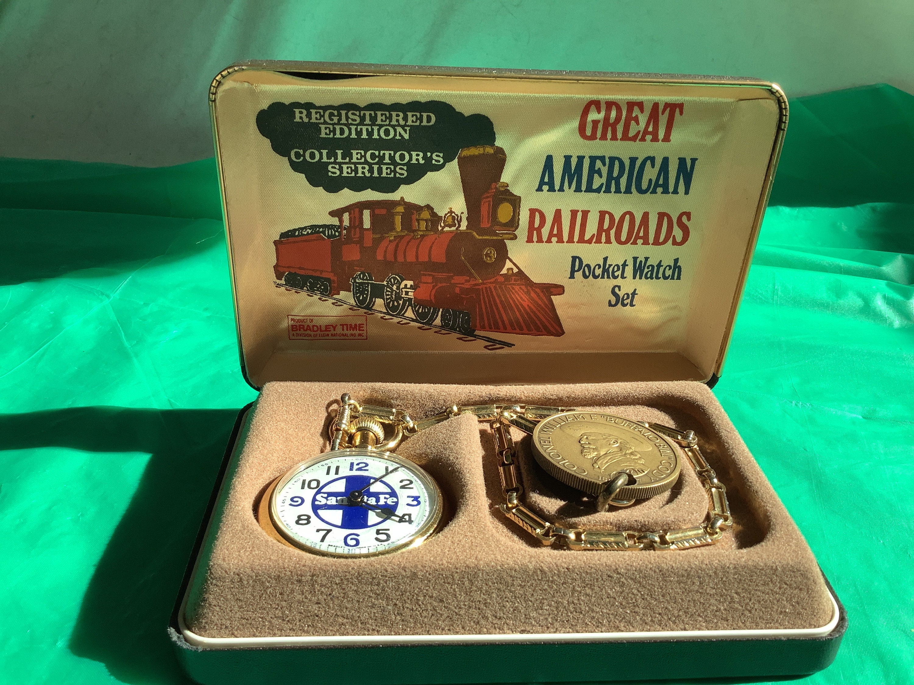 Great American Railroads Pocket Watch Set Collectors Series Registered Edition 4 6 0 A34501 Santa Fe Railroad buffalo Bill Cody Etsy
