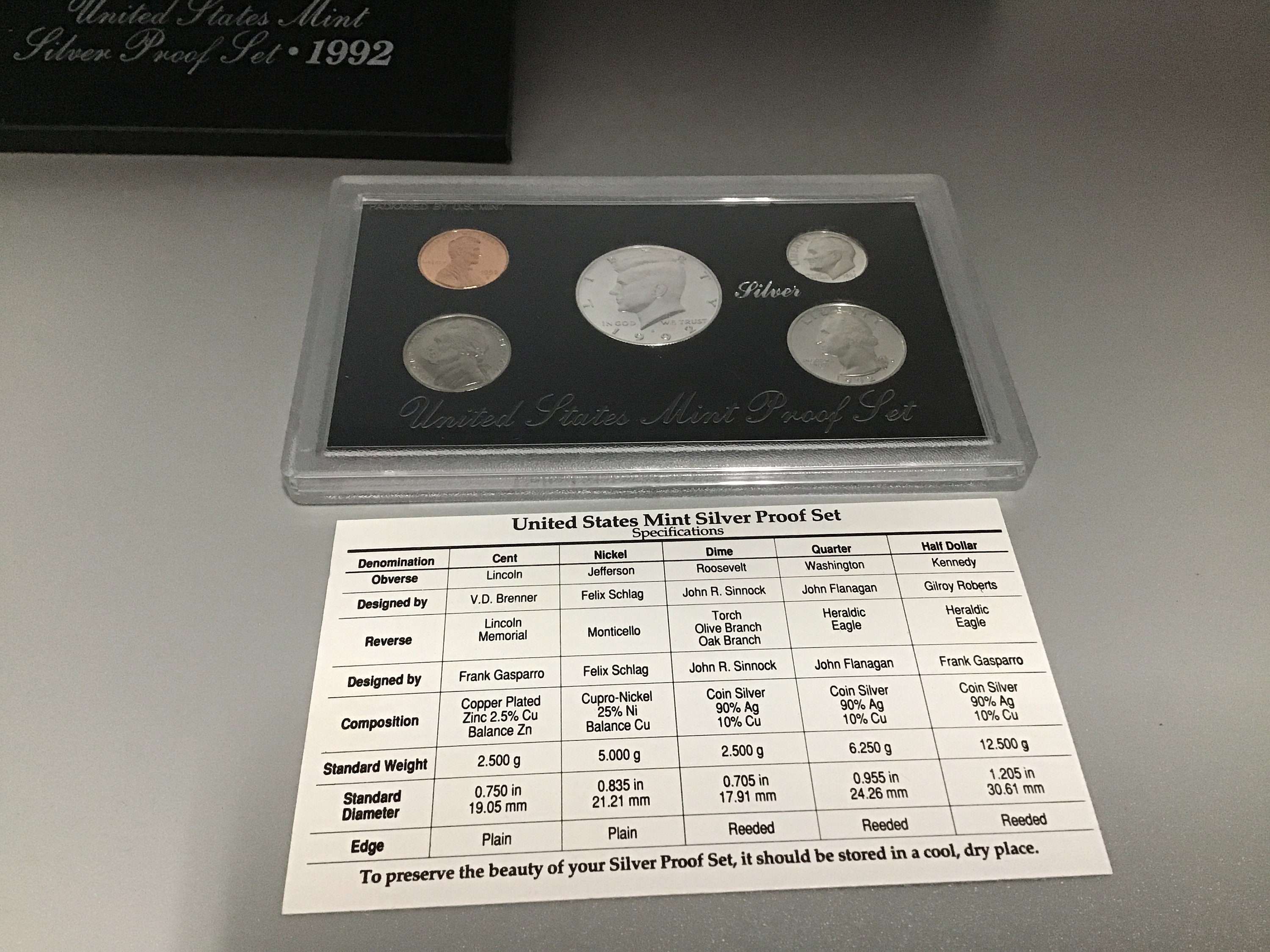 1992 Silver Proof Set w/ COA Includes Penny Nickel Silver Etsy