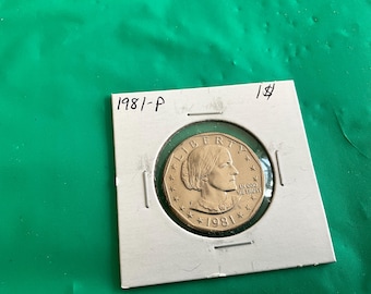 1981-P - Susan B Anthony One Dollar Coin - No 20202 - In a Protective 2x2