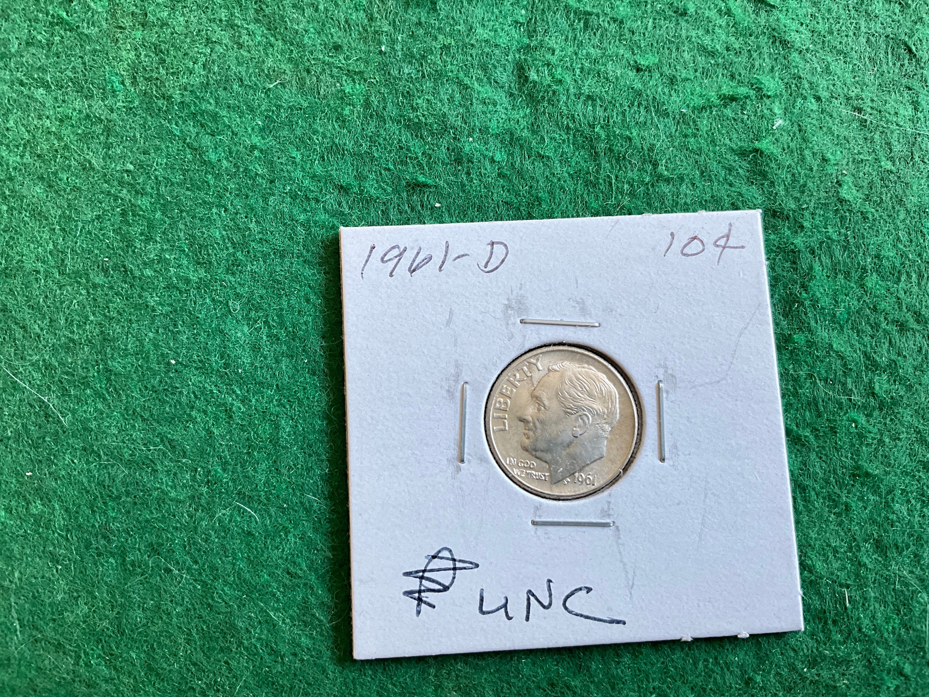 1961-D UNCIRCULATED - Roosevelt Dime - Coin No 15131 - in a Protective 2x2  - Etsy