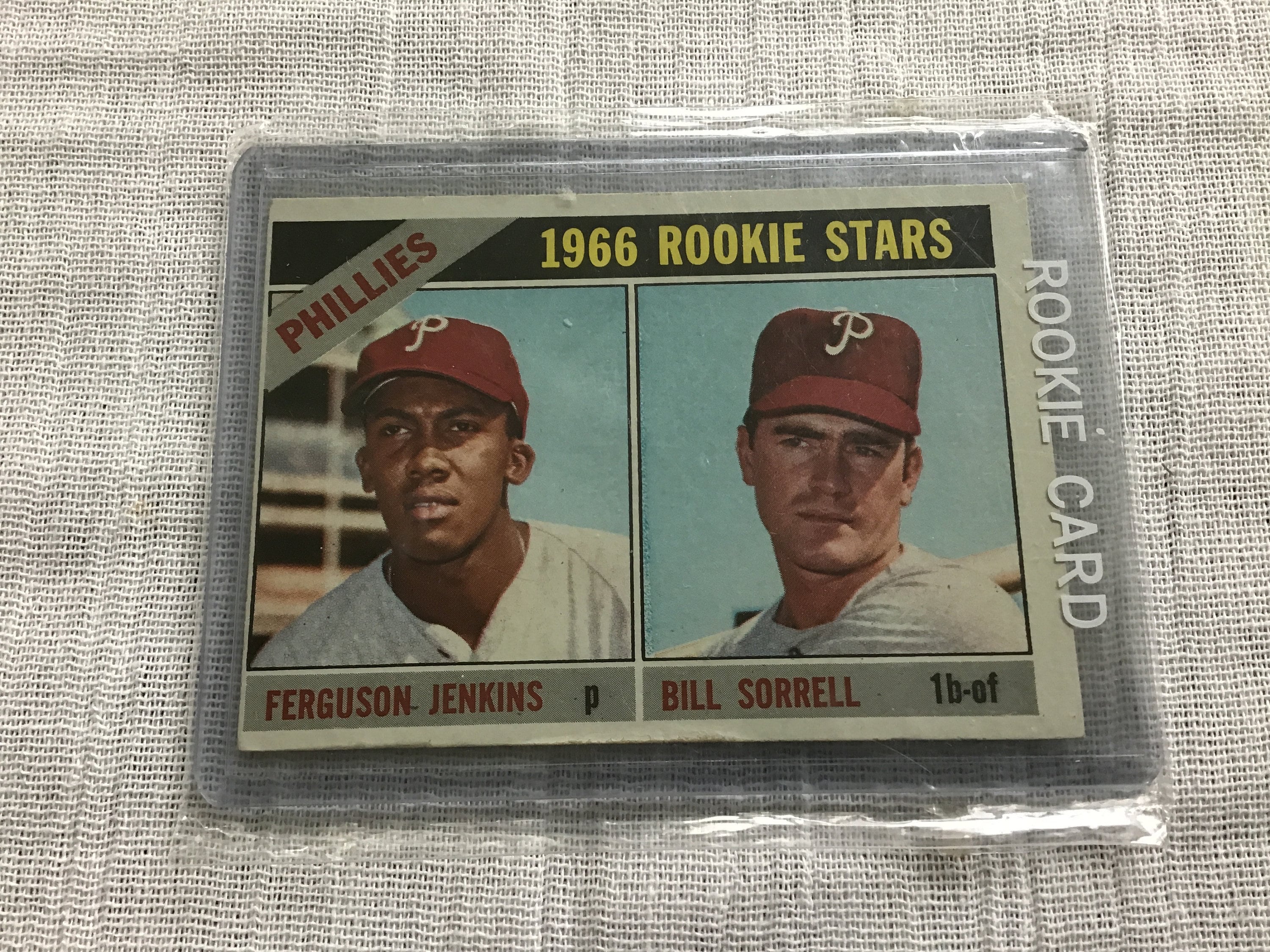 1966 Topps - Phillies Rookie Stars - Ferguson Jenkins-Pitcher & Bill  Sorrell-1B-OF Baseball Card No 254 - Stored in Protective Sleeve